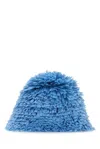 Prada Cappelli Embellished Raffia Bucket Hat In Blue