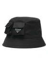 Prada Black Re-nylon Bucket Hat In Black