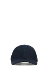 Prada Denim Cap Baseball Curved Brim In Blue
