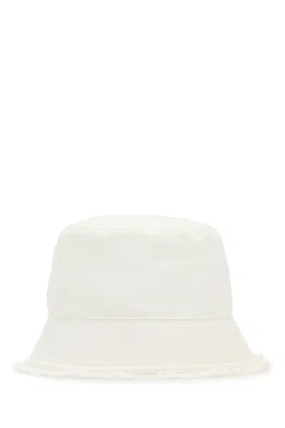 Prada Cappello Da Pescatore In Denim Bianco  Donna