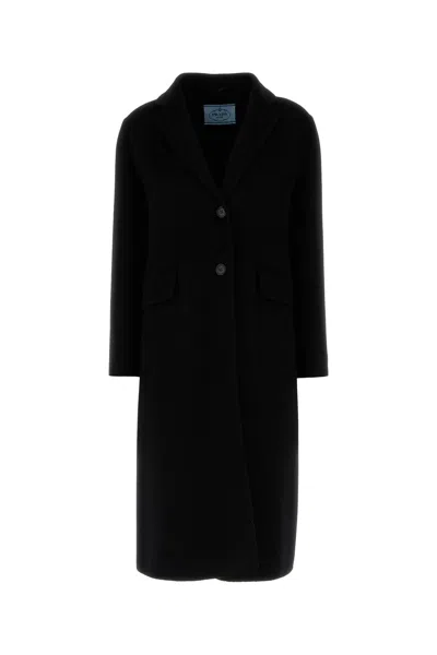 PRADA CAPPOTTO IN MISTO LANA NERA DONNA