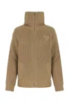 Prada Alpaca Cable Knit Cardigan In Beige