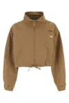 Prada Cappuccino Cotton Blend Jacket In Nocciola