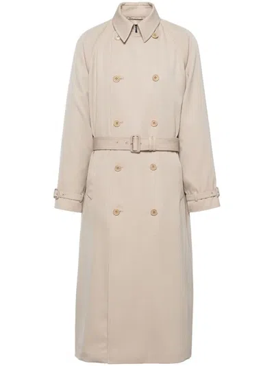 Prada Cappuccino Gabardine Trench Coat In Neutral