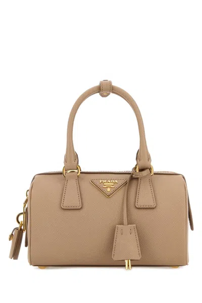 Prada Cappuccino Leather Handbag In Brown