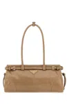 Prada Cappuccino Leather Shoulder Bag In Cammeo N