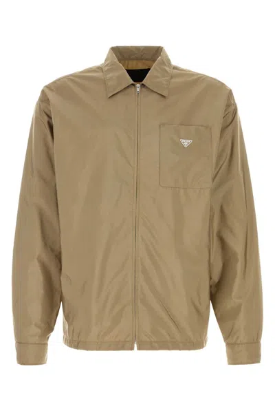 Prada Cappuccino Re Nylon Shirt In Beige O Tan