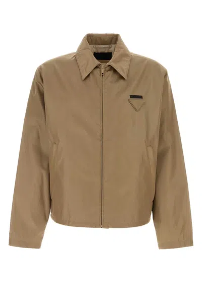 Prada Cappuccino Re-nylon Jacket In Nude