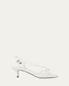Prada Capretto Strappy Leather Sandals With Triangle Logo Charm In White