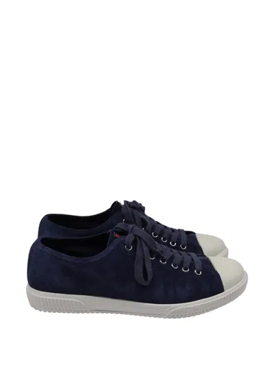 Pre-owned Prada Cap-toe Low-top Sneakers In Blue