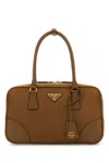 Prada Caramel Canvas Medium Re-edition 1978 Handbag In Brown