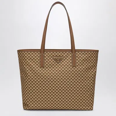 PRADA PRADA  CARAMEL-COLOURED BAG IN PRINTED RE-NYLON