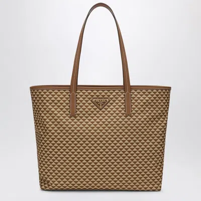 Prada Caramel-coloured Bag In Printed Re-nylon Women In Cream