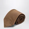 Prada Caramel Coloured Silk Tie With Logo Men