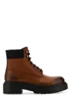 Prada Hot Stamping Logo Boots In Cognac