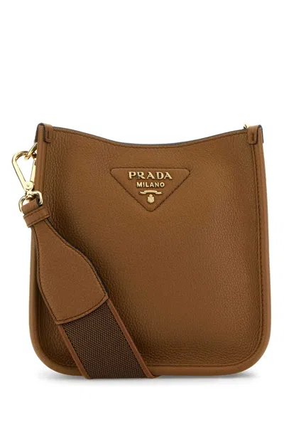 Prada Caramel Leather Crossbody Bag In Brown