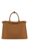 Prada Buckle Medium Leather Handbag With Double Belt In Caramel 0