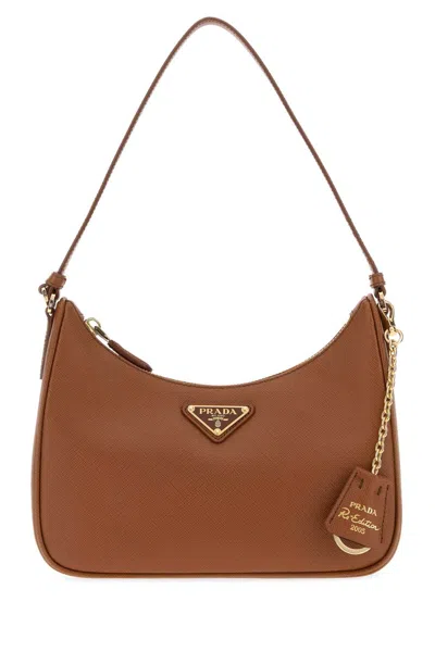 Prada Caramel Leather  Re Edition 2005 Shoulder Bag In Brown