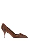 Prada Pointed Toe Stiletto Leather Pumps In Brown
