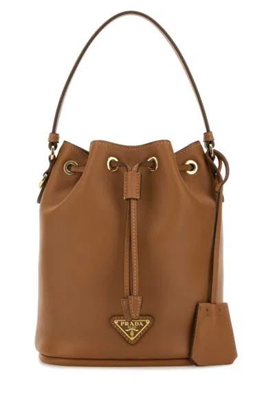 PRADA CARAMEL LEATHER RE-EDITION 1978 BUCKET BAG