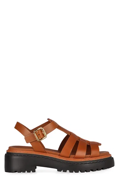 Prada Caramel Leather Sandals