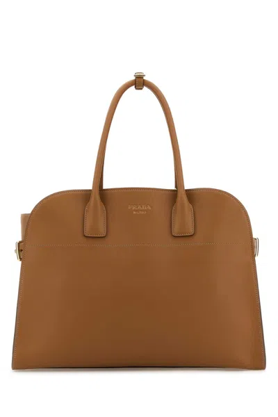 Prada Caramel Leather Shopping Bag In Caramel 0