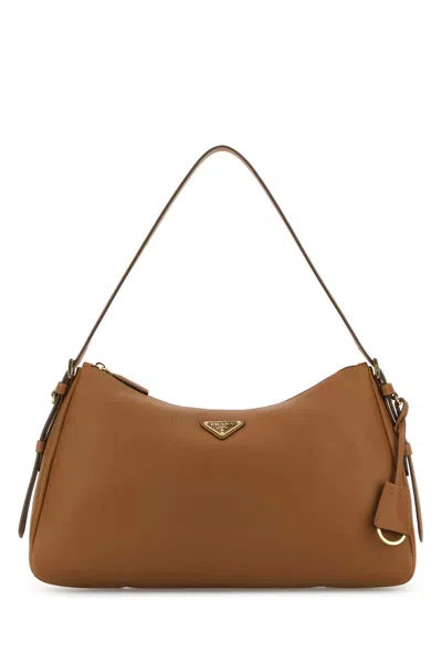 Prada Caramel Leather Shoulder Bag In Caramel 0