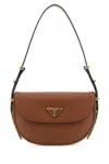 Prada Womens Brown Arqué Brand-plaque Leather Shoulder Bag In Cognac N