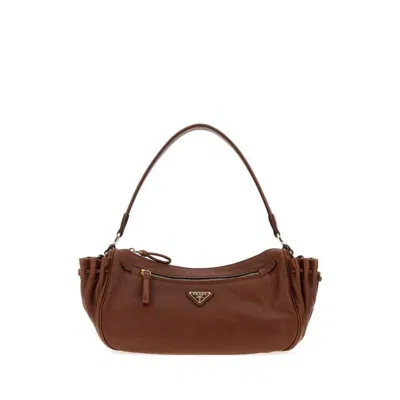Prada Caramel Leather Small Shoulder Bag Palissandro Borse A Mano In Brown