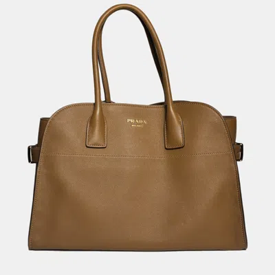 Pre-owned Prada Caramel Leather Tote In Brown