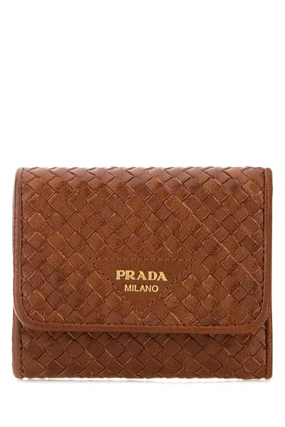 Prada Caramel Leather Wallet 11 X 9 X 3 Cm In Camel