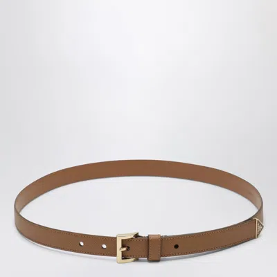 Prada Caramel Saffiano Leather Belt In Brown
