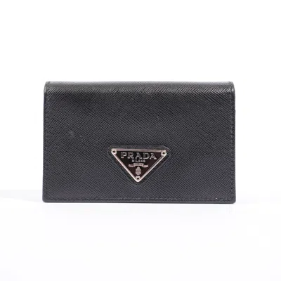 Prada Card Case Saffiano Leather In Black