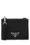Prada Man Black Leather Cardholder In F0002