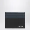 Prada Dual-tone Leather Card Holder In Blue