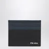 Prada Card Holder In Saffiano Blue/black In Black