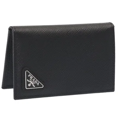 Pre-owned Prada Card Holder Men's Card Case Leather Saffiano 2mc101 Qhh F0002 Black