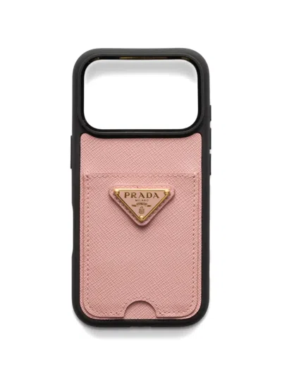 Prada Card Slots Triangle Leather Iphone 17 Pro Case