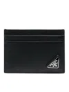 Prada Black Saffiano Card Holder With Logo In Black