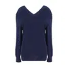 Prada Ribbed V-neck Cardigan Long Sleeves