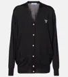 Prada Black Cardigan In Recycled Silk In Schwarz