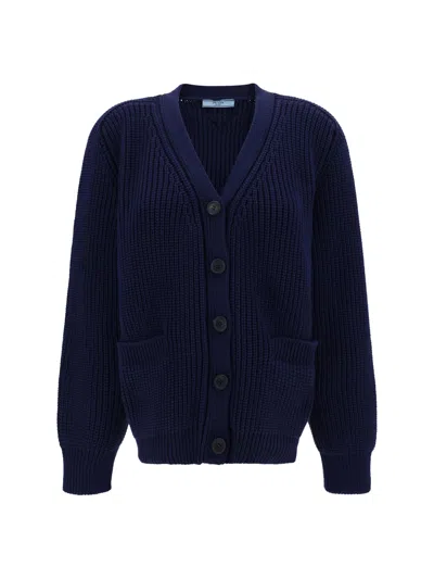 Prada Cardigan In Bleu