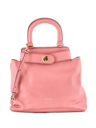 Pre-owned Prada Carey Leather Medium Tote Bag In Pink