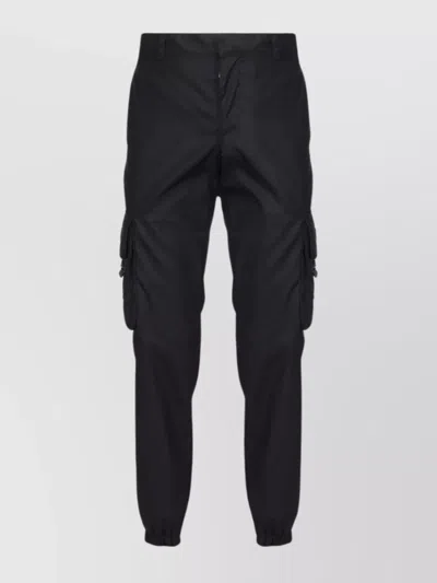PRADA CARGO TROUSERS WITH BUCKLE BELT AND POCKETS