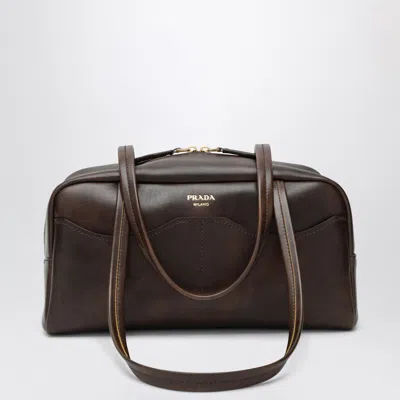 Prada Carry Large Bowling Bag In Aged Leather Cacao In Brown
