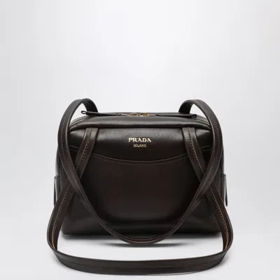 Prada Carry Mini Antique Leather Bowling Bag In Brown