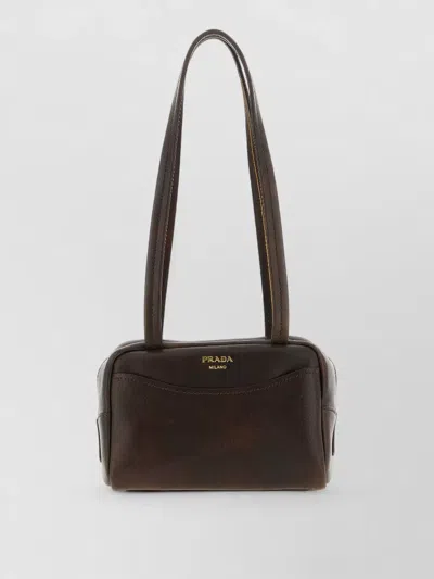 Prada Carry Mini Bag Top Case Clutch In Brown