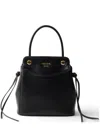 Prada Carry Mini Leather Handbag In Black