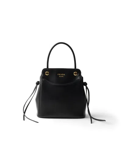 Prada Carry Mini Handtasche Aus Leder In Black