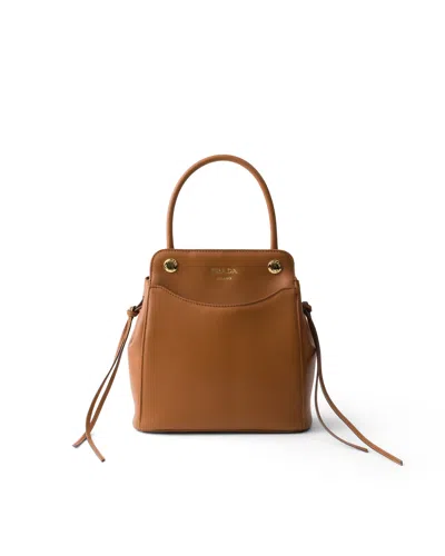 Prada Carry Mini Handtasche Aus Leder In Brown